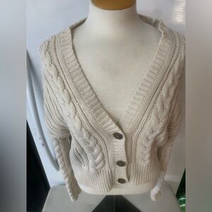 Aeropostale Cable Knit Cardigan - Cream